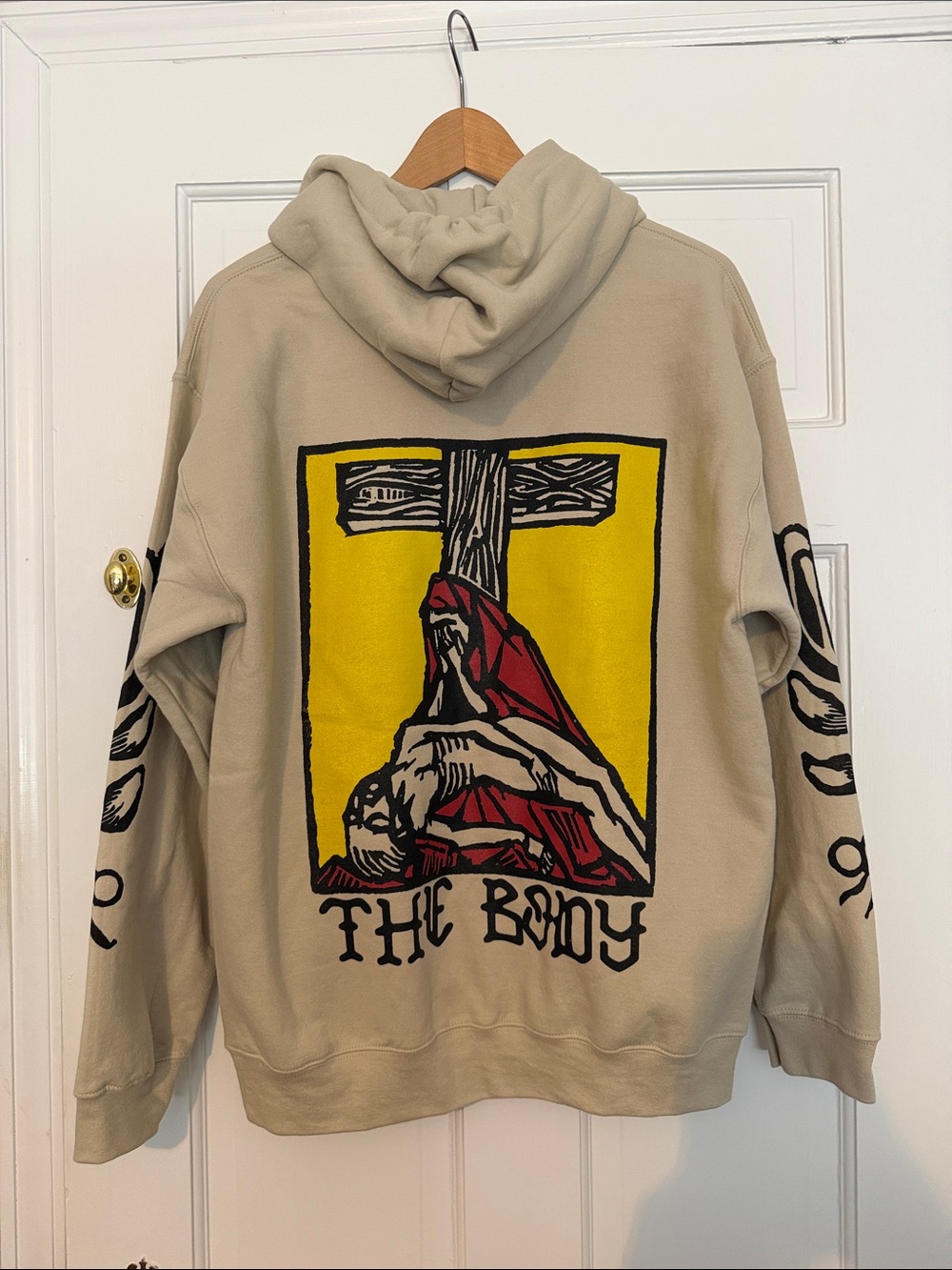 The Body Hoodie with quiet tears upon thy cheek in beige